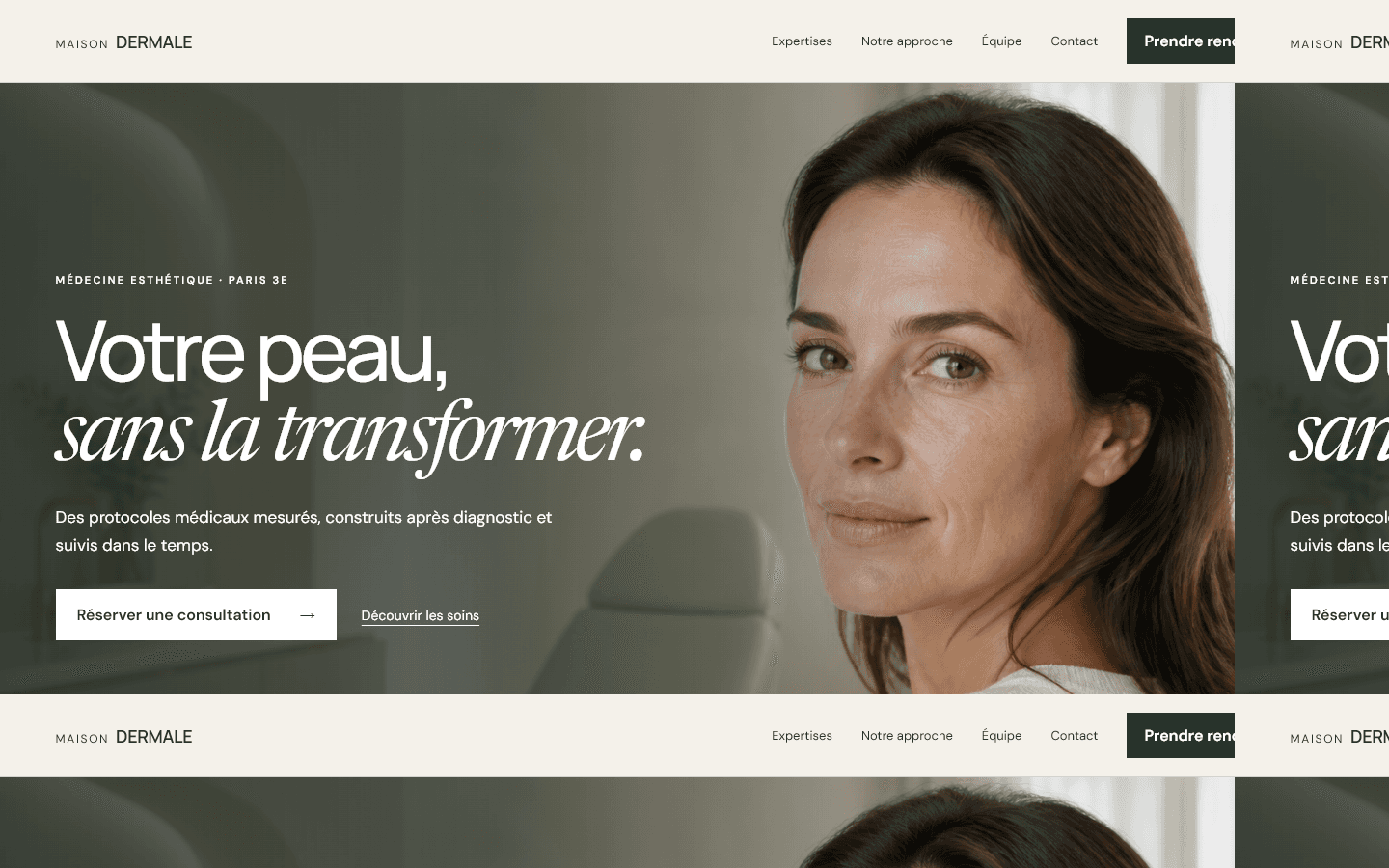 Aperçu du site de la clinique esthétique Maison Dermale